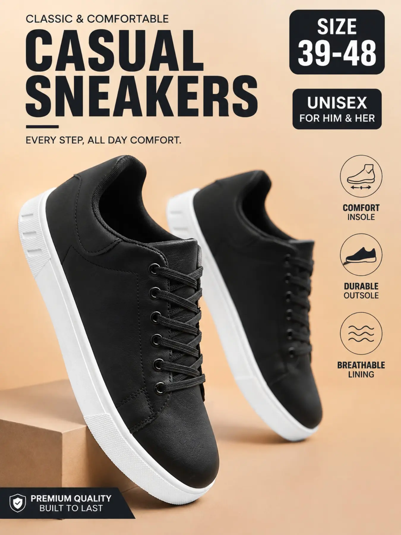 Men's Retro Board Shoes, Durable Anti-Slip Canvas Low Top Sneakers, Solid Color Lace-Up Casual Shoes for Spring & Fall