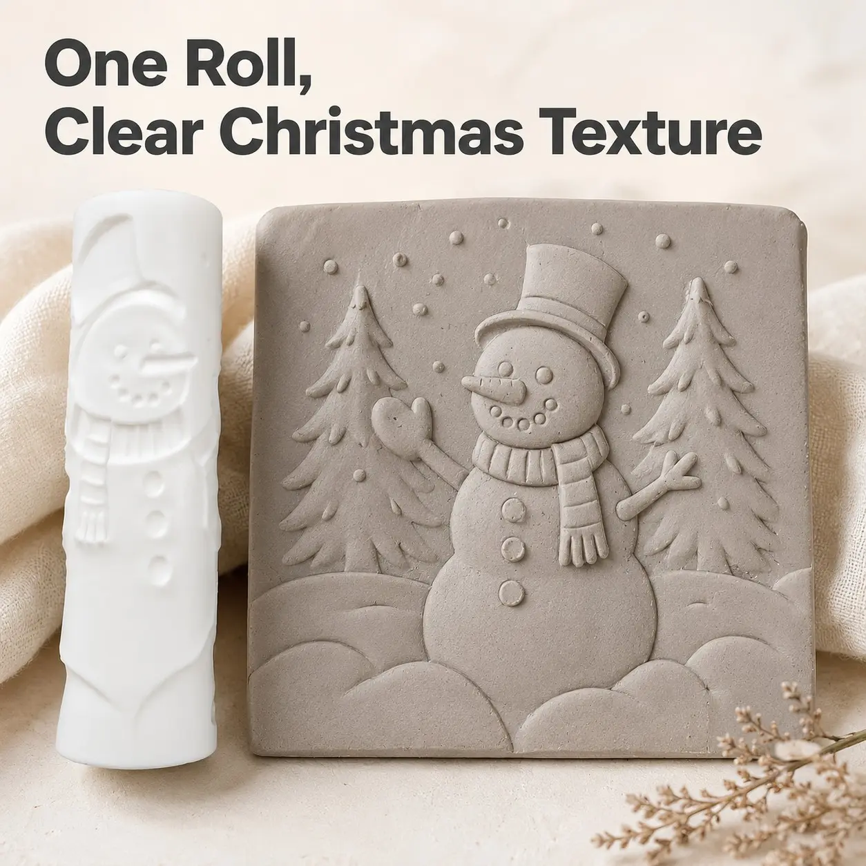 Christmas Snowman Clay Stamp Roller, 3D Embossing Pattern Roller for Polymer Clay, Gummy Candy, DIY Craft Projects, Handmade Gifts