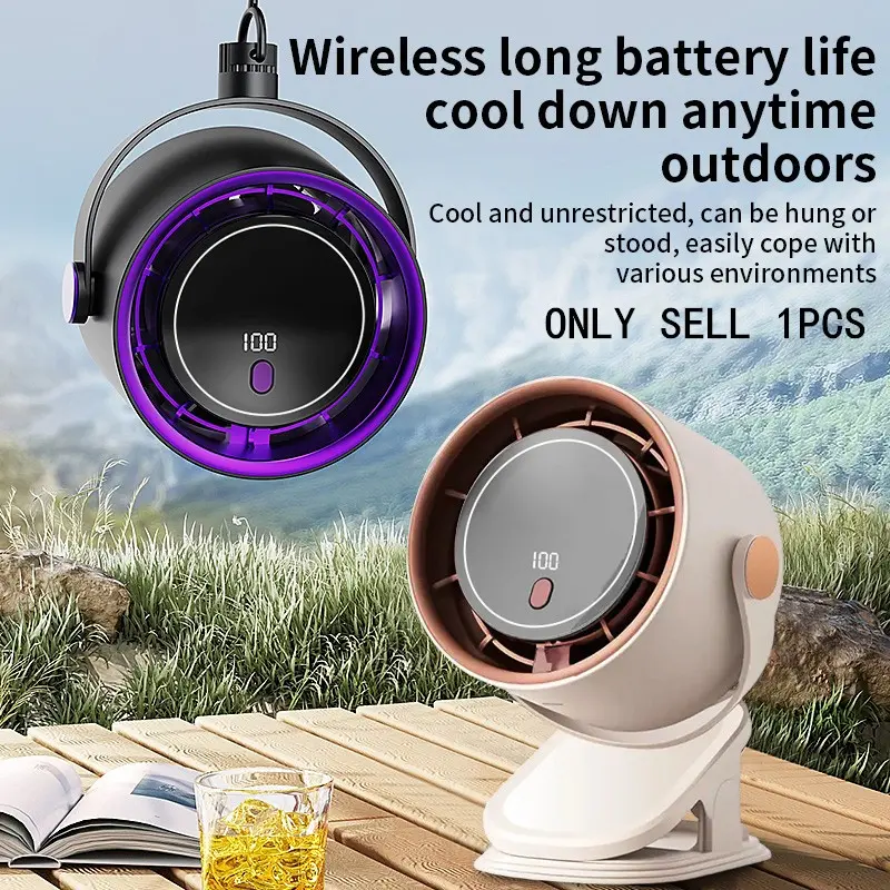 USB Rechargeable Table Fan, LED Display, 100 Speeds, Wall-Mounted & Desktop, Quiet & Cool, Ideal for Living Room, Kitchen, Office