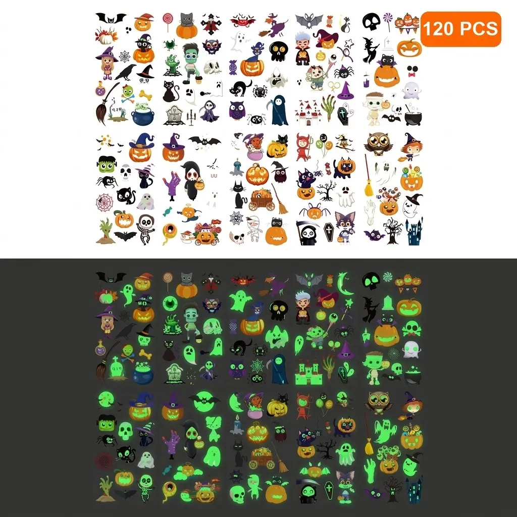 120+ Halloween 3D Stickers Pack, Cute Kids' Party Gifts, Easy Peel-Off Bubble Stickers, Ideal for Scrapbooks, Diaries, DIY Crafts