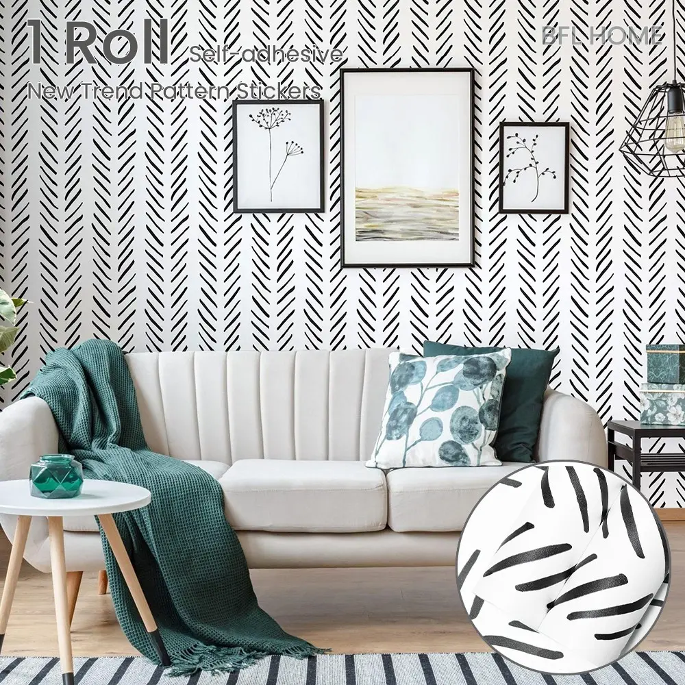 Matte Herringbone Peel and Stick Wallpaper, 45cm Wide, Thick Waterproof Self Adhesive, Mould-Proof Splashback Sticker for Living Room, Bedroom