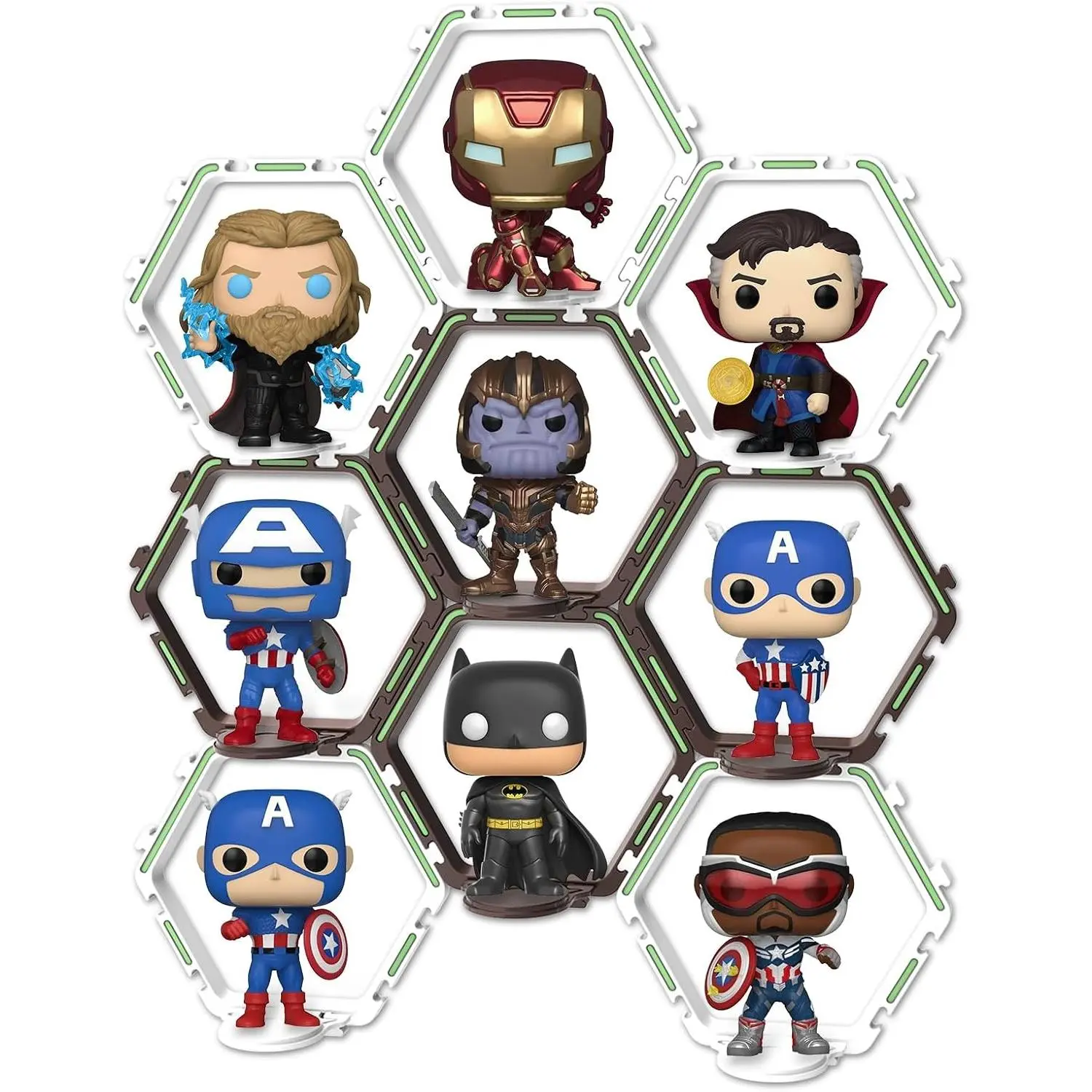 9 PCS Riser Display Shelf for Funko POP Figures Collectibles, Floating Shelves Display Ledge for Organizer and Decoration, Display Stands Showcase, Glowing at night