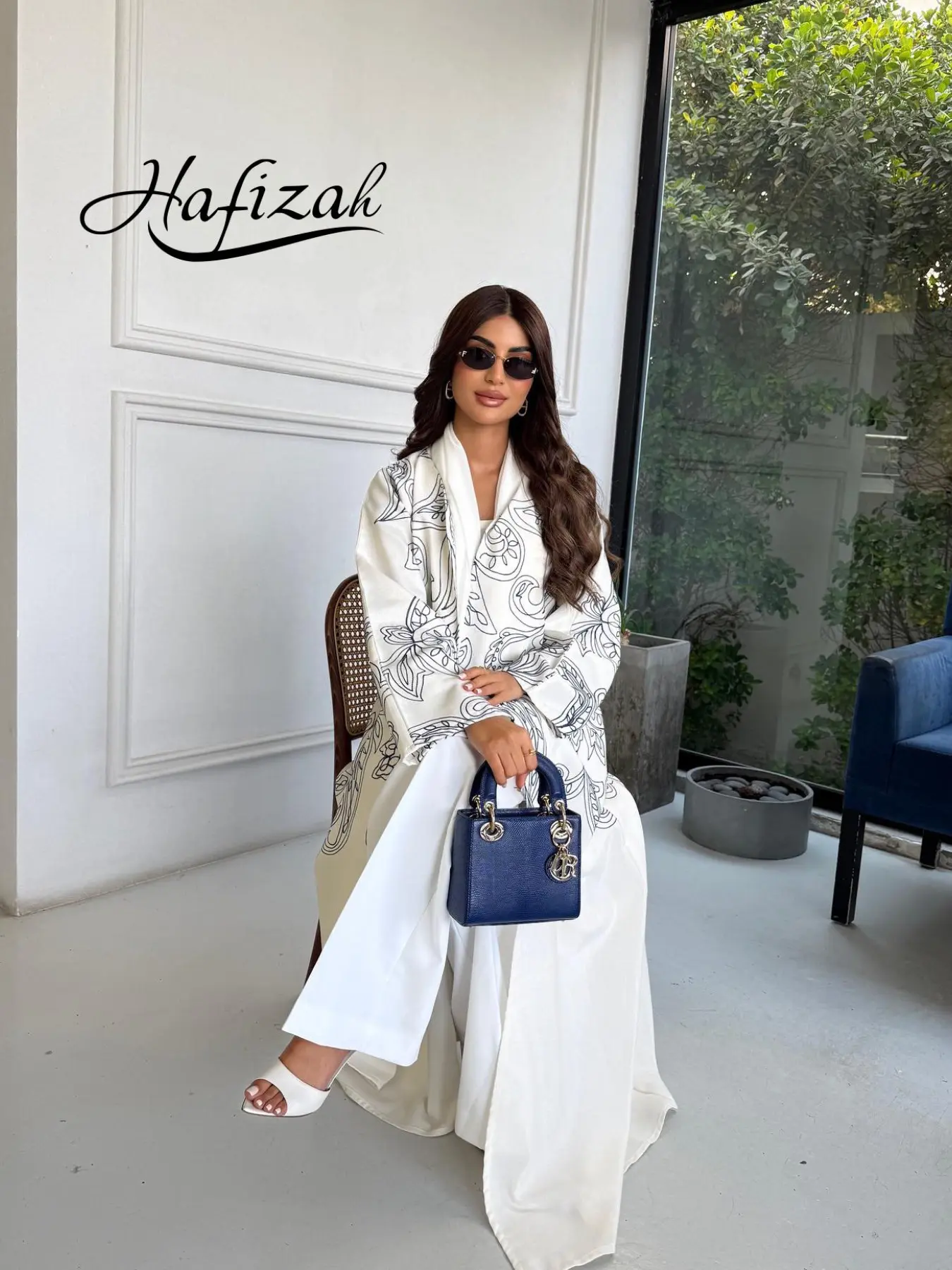 Hafizah Paisley Floral Print Long Cardigan Set, Loose-Fit Flowy Outerwear with Scarf, Elegant Casual Wear for All Seasons