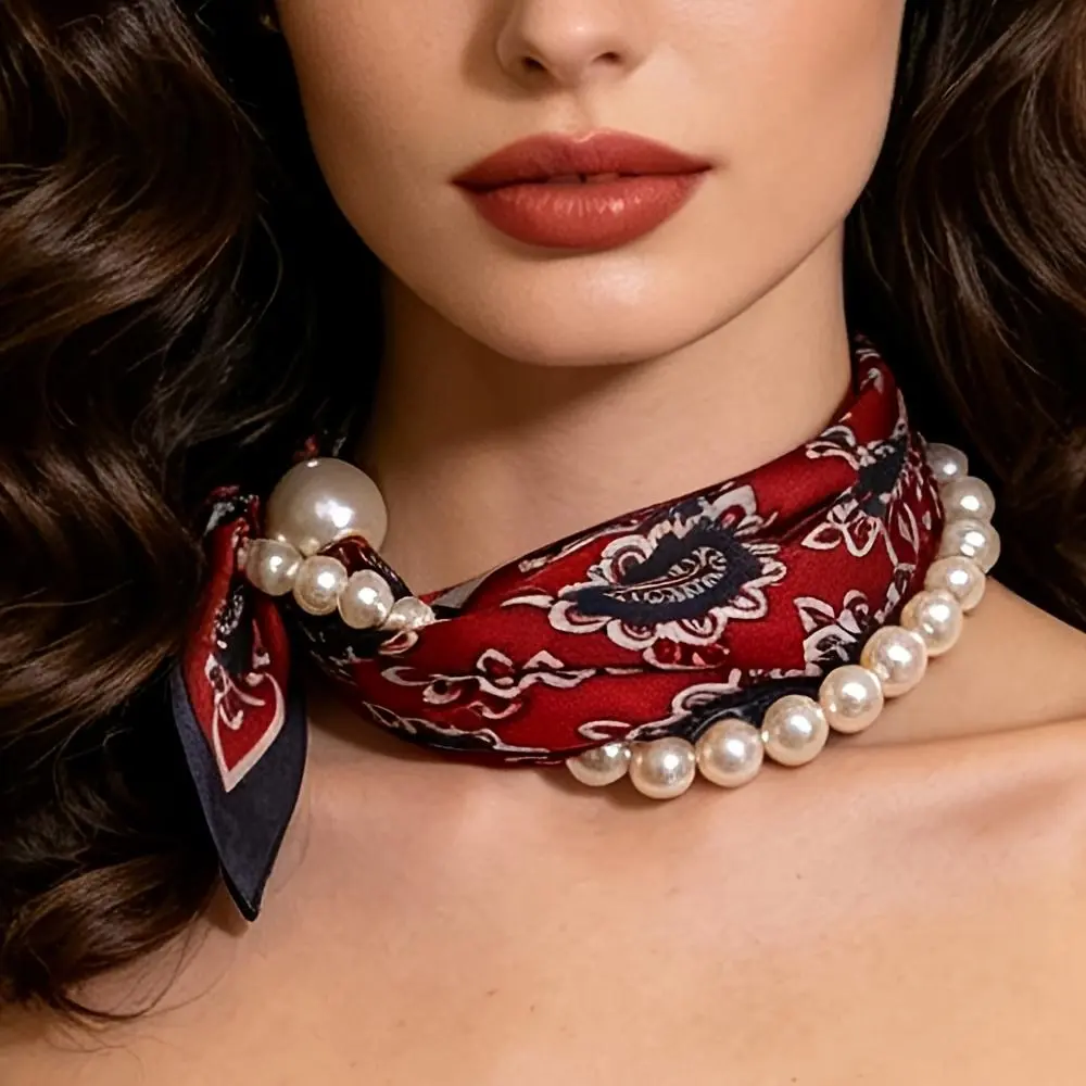 2-Piece Fabric Scarf Set - French Look Artistic Print Unisex Light Luxury Neck Warmer, Elegant Jewelry Accessory, Unisex Wear, 2Pcs, French-Style