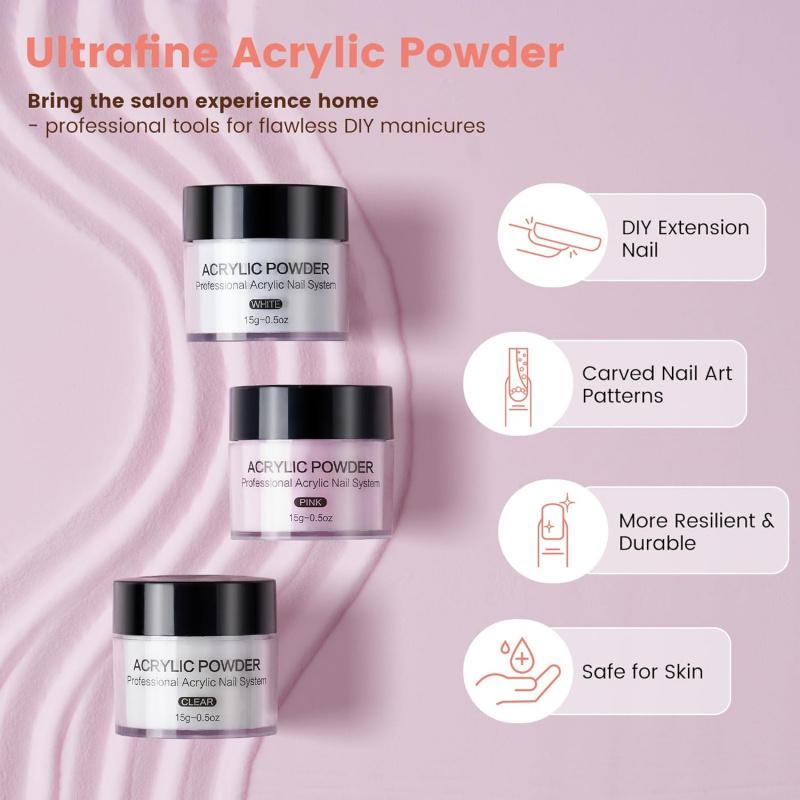 Nail Kit for Beginners with Everything: Practice Nail Hand Acrylic Set Professional Powder Liquid Starter Kits with Drill U/V Lamp in Cosmetic Gift Bag for Salon Home (Pink)