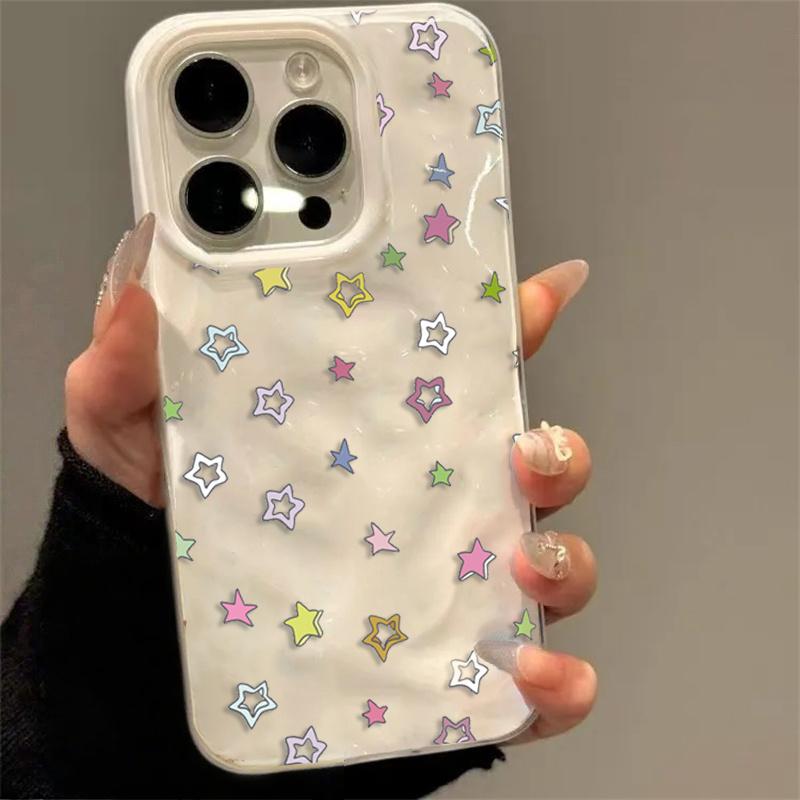 Cute star pattern design phone case, compatible with iPhone 17/16/15/14/13/12/11, full protection shockproof soft case, suitable as a holiday gift for friends, family, or yourself