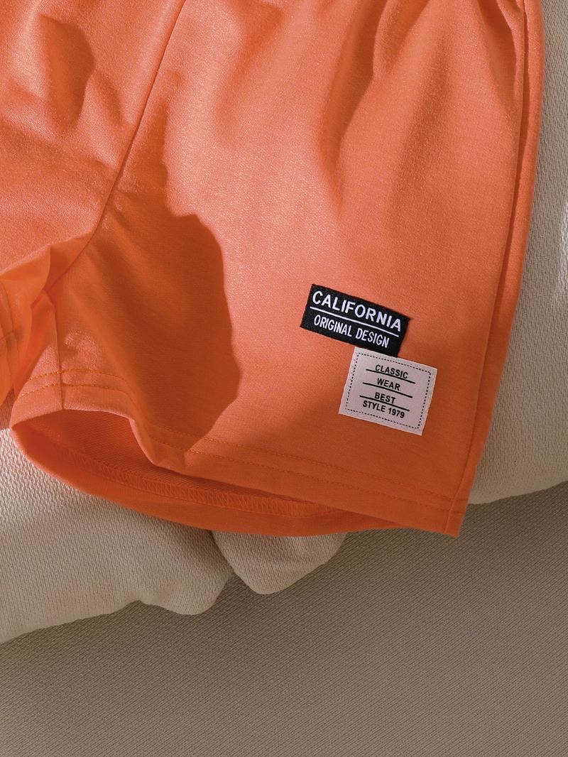 Girl's Letter Patched Crop Hoodie & Shorts & Cami Top Set, Casual Fashion Breathable Sporty Style Outfits for Daily Outdoor Wear, Kids Clothing for Summer, Kids Girls Clothing, Sporty Set, Sports Clothing Set, Sports Clothes