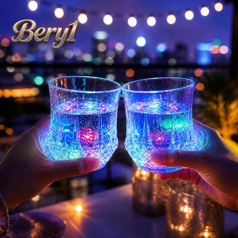 2-Piece Liquid-Activated LED Wine Glasses Set, Auto-Flashing Multicolor Glow Drinkware, Novelty Home Decor & Party Favors for Bar, Bachelorette, Wedding Events