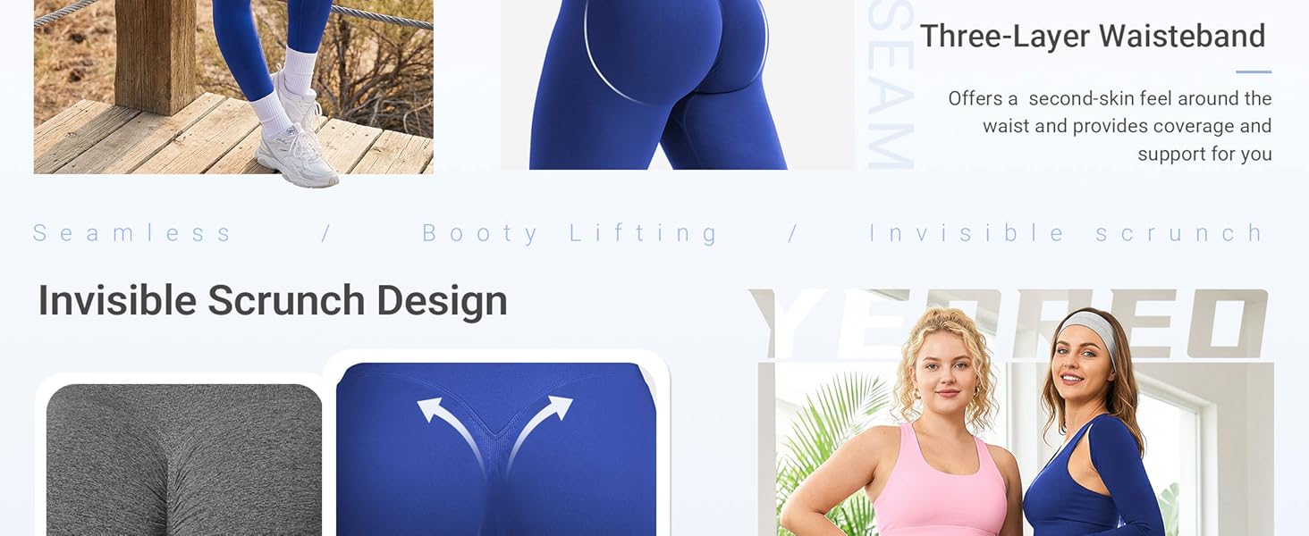 Butt Lifting Leggings for Women Seamless Hidden Scrunch Workout Leggings 24" Baderiy Gym Yoga Booty Pants