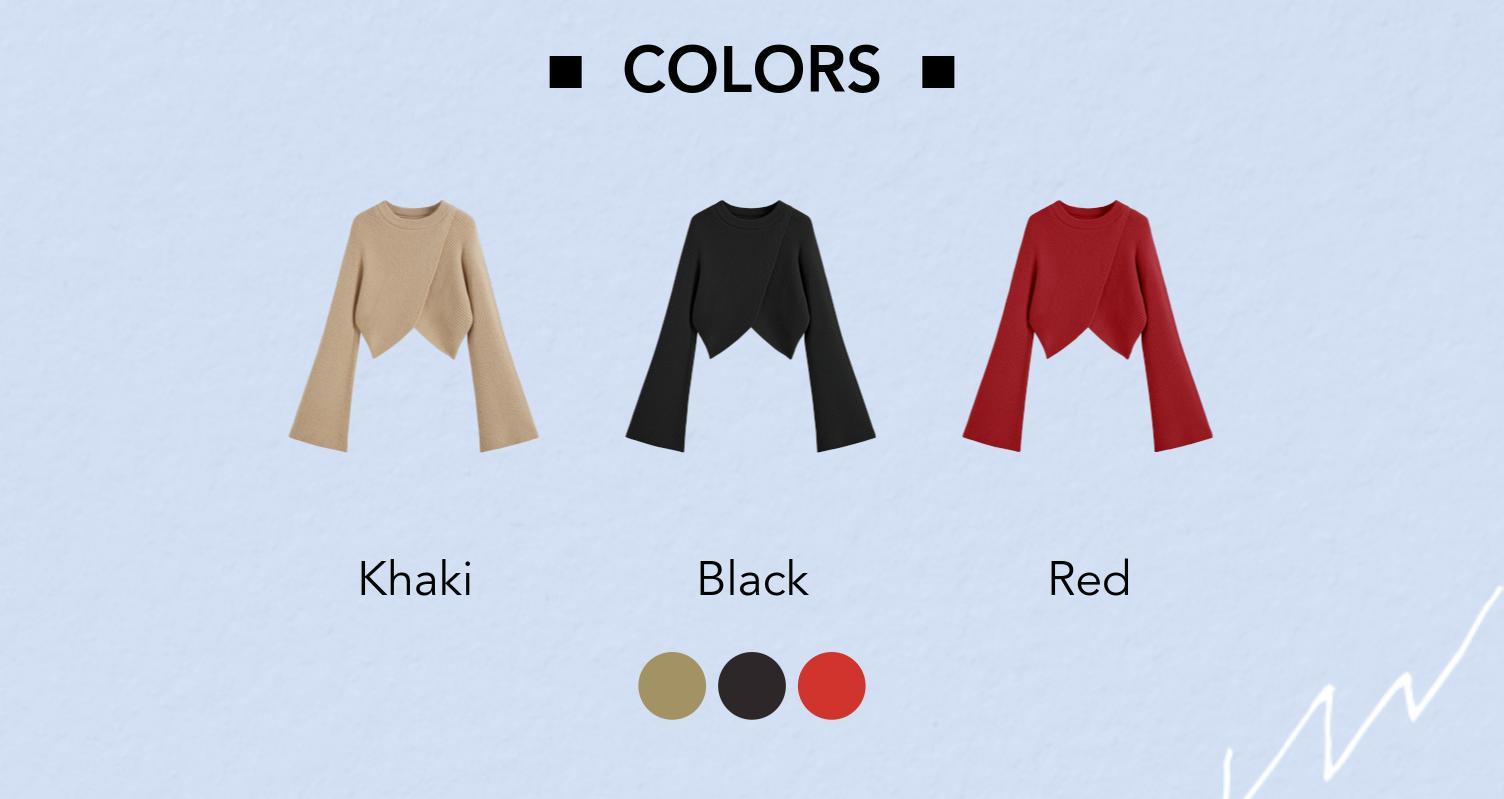 Cider [3 colors, size 2-26] Knit Round Neckline Solid Crop Sweater