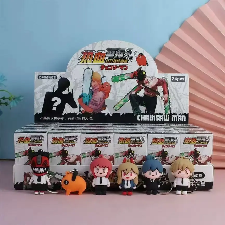 New 24pcs Chainsaw Man Keychain Figures, Keychain Set, Electric Next Machima Pava Backpack Hanging Key Ring, Unique Collectible Accessories, Cool Keychains