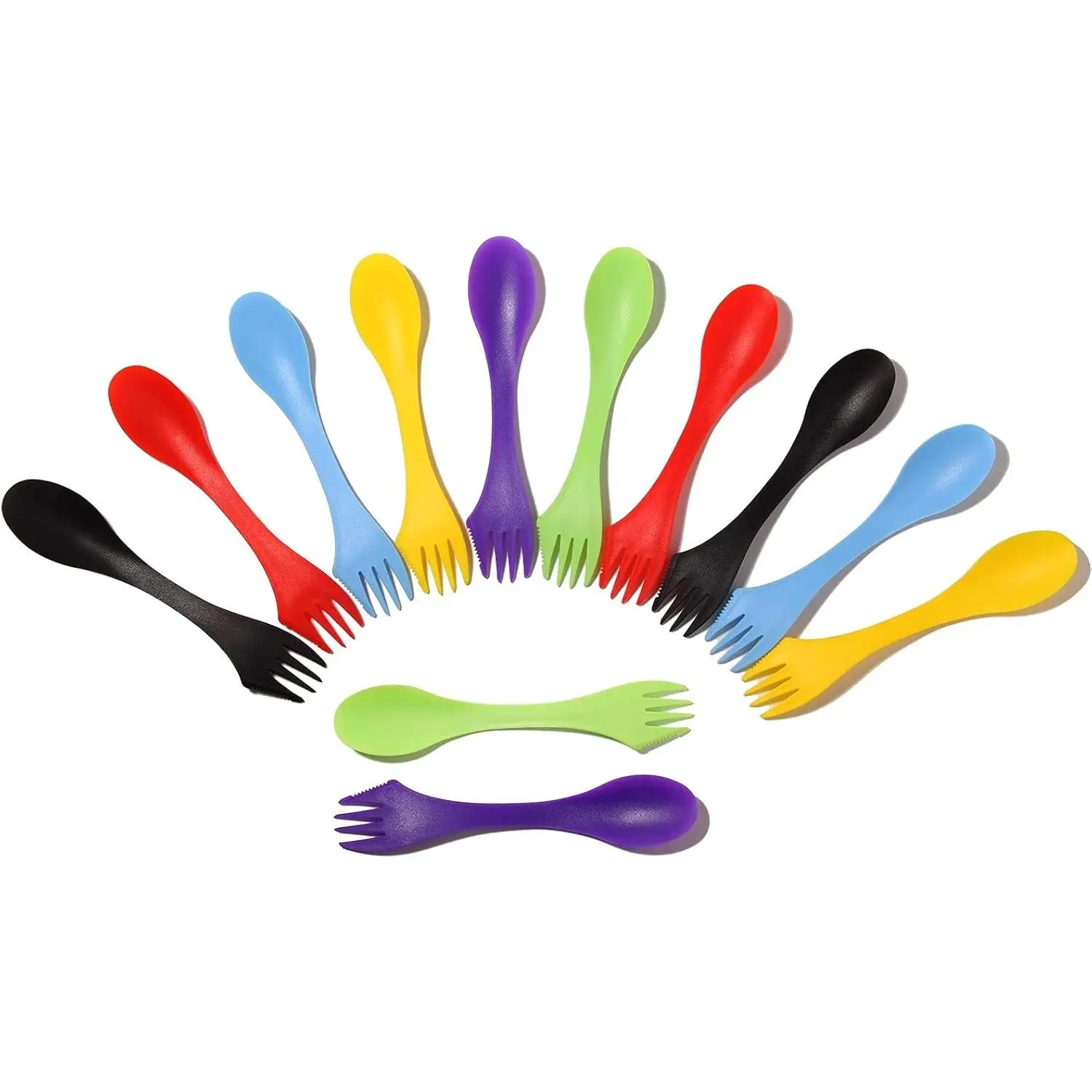 Arroyner 30Pcs Plastic Sporks Tritan Sporks 3 in 1 Travel Fork for Camping, Travel, Home, Restaurant (7 Inch)