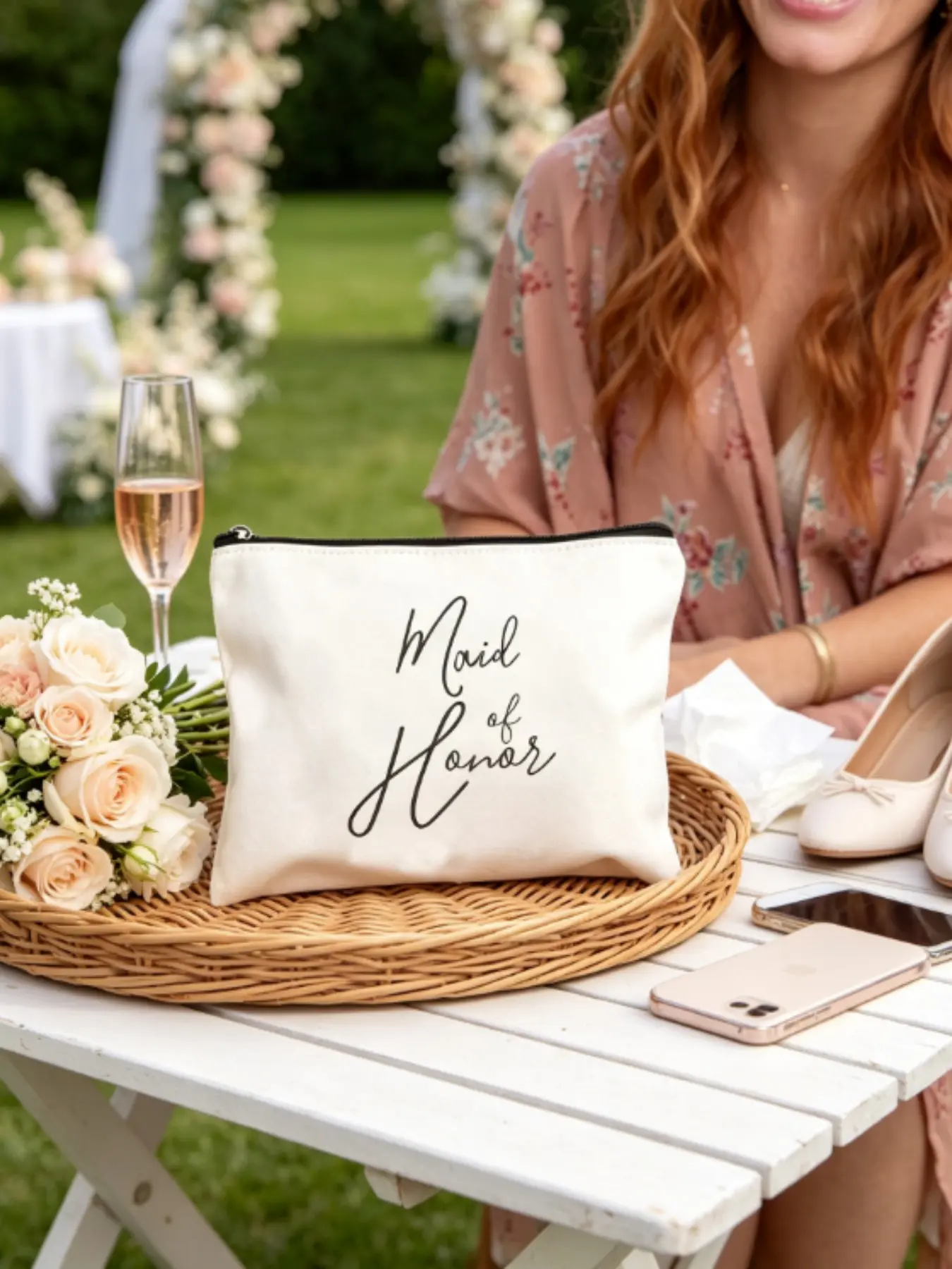 Wedding Emergency Makeup Bag, Personalized Polyester, Lightweight Zippered, Fade-Resistant, Foldable, Travel Essential