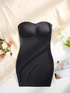 Women's Strapless Seamless Waist Trainer Dress, Anti-Slip Grip Tape, Lined Design, Daily Wear Bodycon Dress for Women