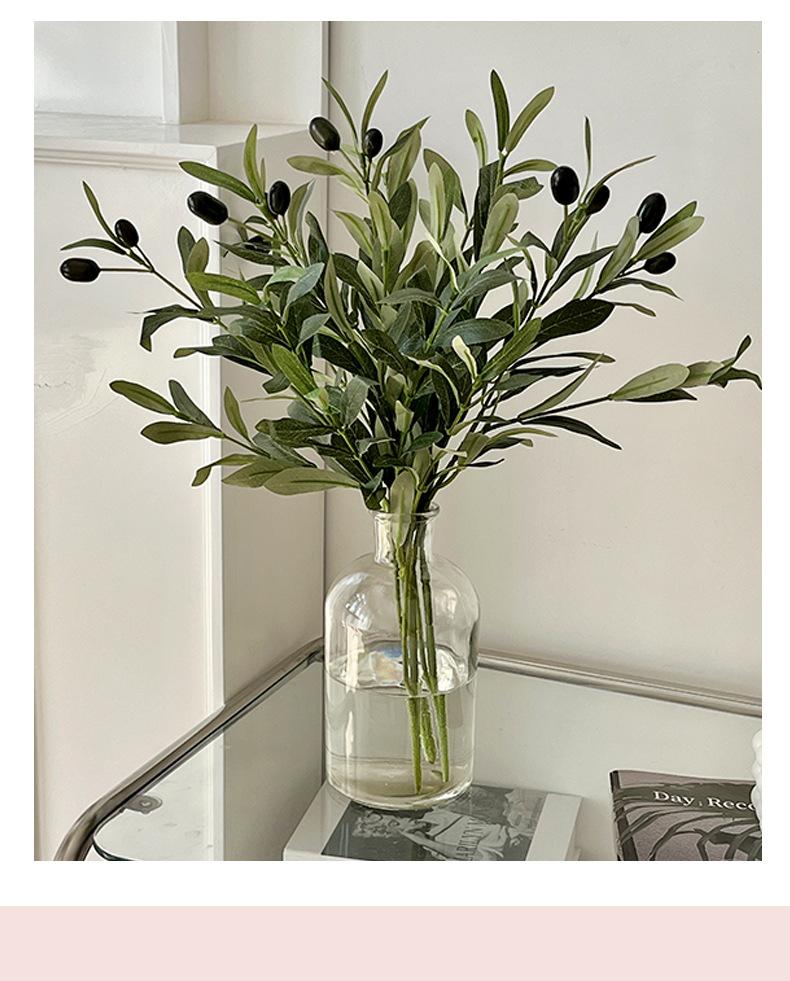 4-pronged artificial olive leaf, artificial green plant with fruit, olive branch, green tree branch