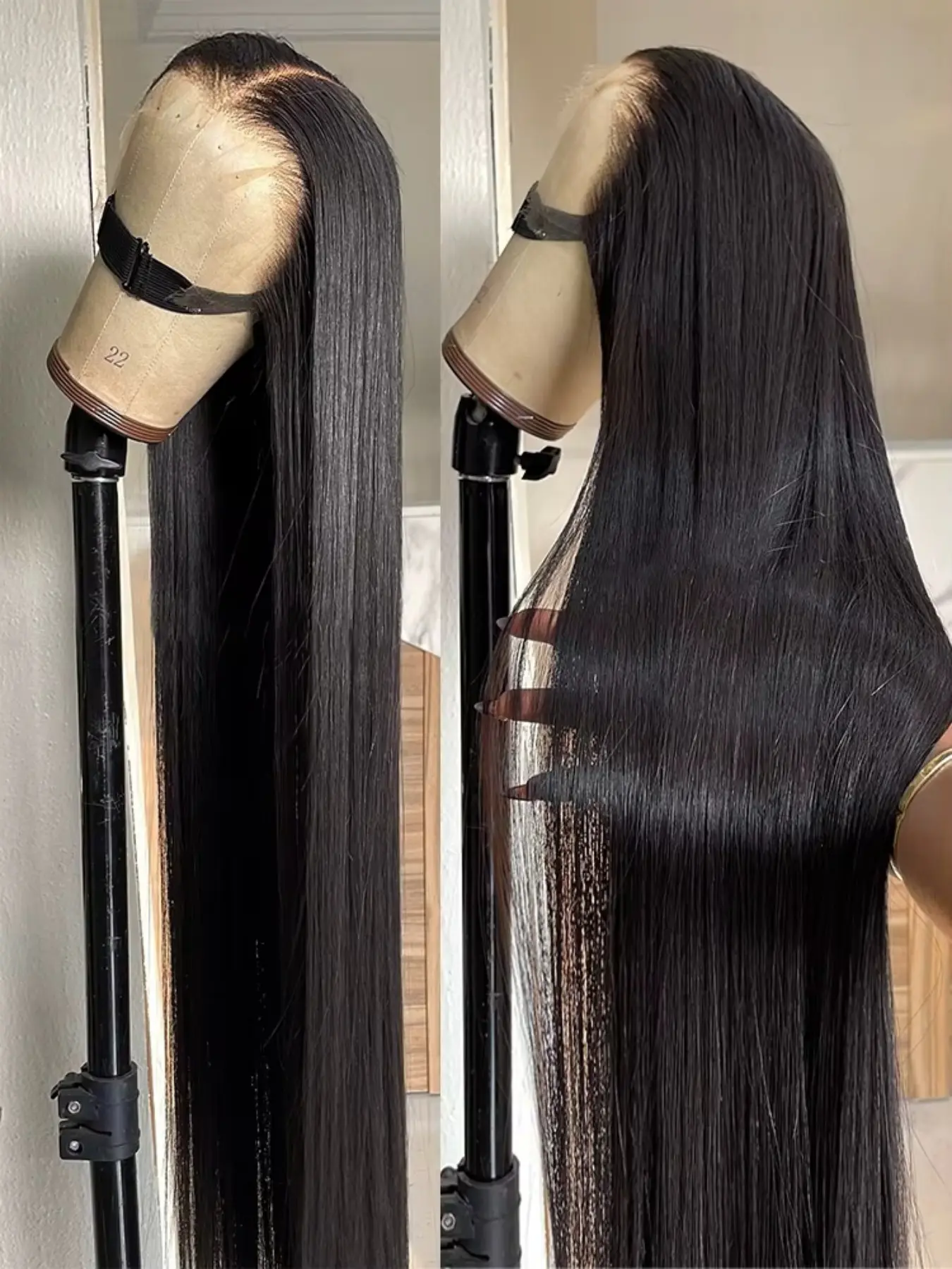 36Inch Straight 13x4 Lace Front Wig Synthetic Hair Pre Plucked with Natural Hairline 200 Density Natural Black Frontal Lace Wig for Women Daily Life, Wedding, Party & Content Creation