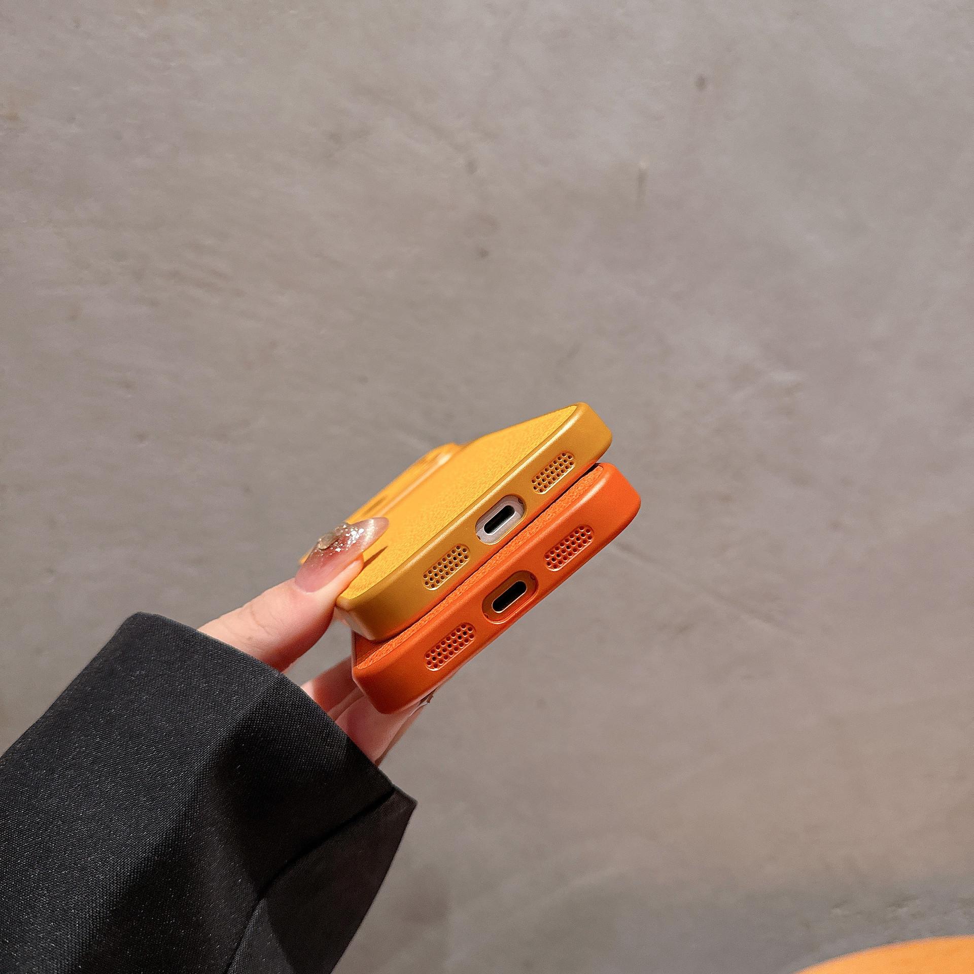 2026 Full Coverage Large Window iPhone 17 Pro Max Lychee Texture Case Compatible with Apple 16/15 /14/13