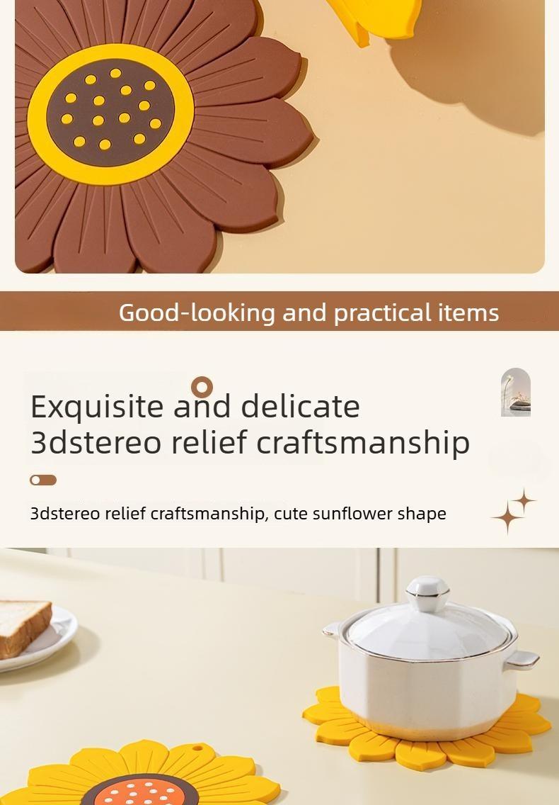 3PCS Anti-scalding, heat-insulating, easy-to-wash, non-slip, high-temperature resistant silicone table mat, pot and pan protector, kitchenware anti-scalding mat, stylish coaster