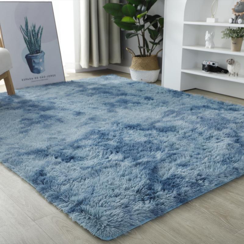 Washable Long Plush Tie-Dye Gradient Home Rug for Living Room, Bedroom, Sofa Side, Bedside and Bay Window
