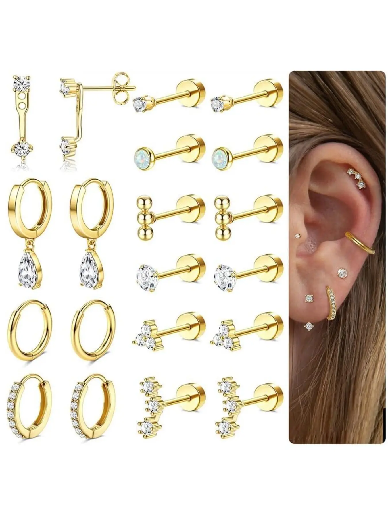 Earrings for Women Hypoallergenic Flat Back Earrings