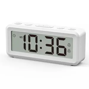 Digital Alarm Clock with Indoor Thermometer Hygrometer, Compact Portable Mini Desk Clock, Dual Alarms, Date & Snooze Function, Small Travel Clock for Bedroom, Office, Business Trip, Battery Operated Digital Clock