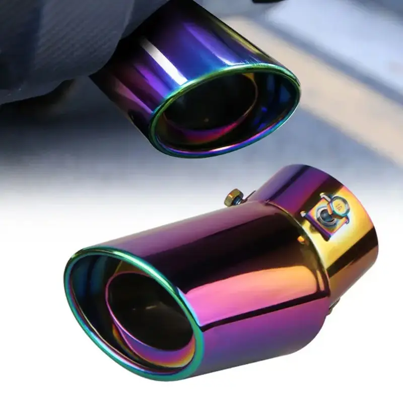 Premium Universal Rainbow Exhaust Tip, Stainless Steel Muffler Tip, Car Exterior Modification Parts