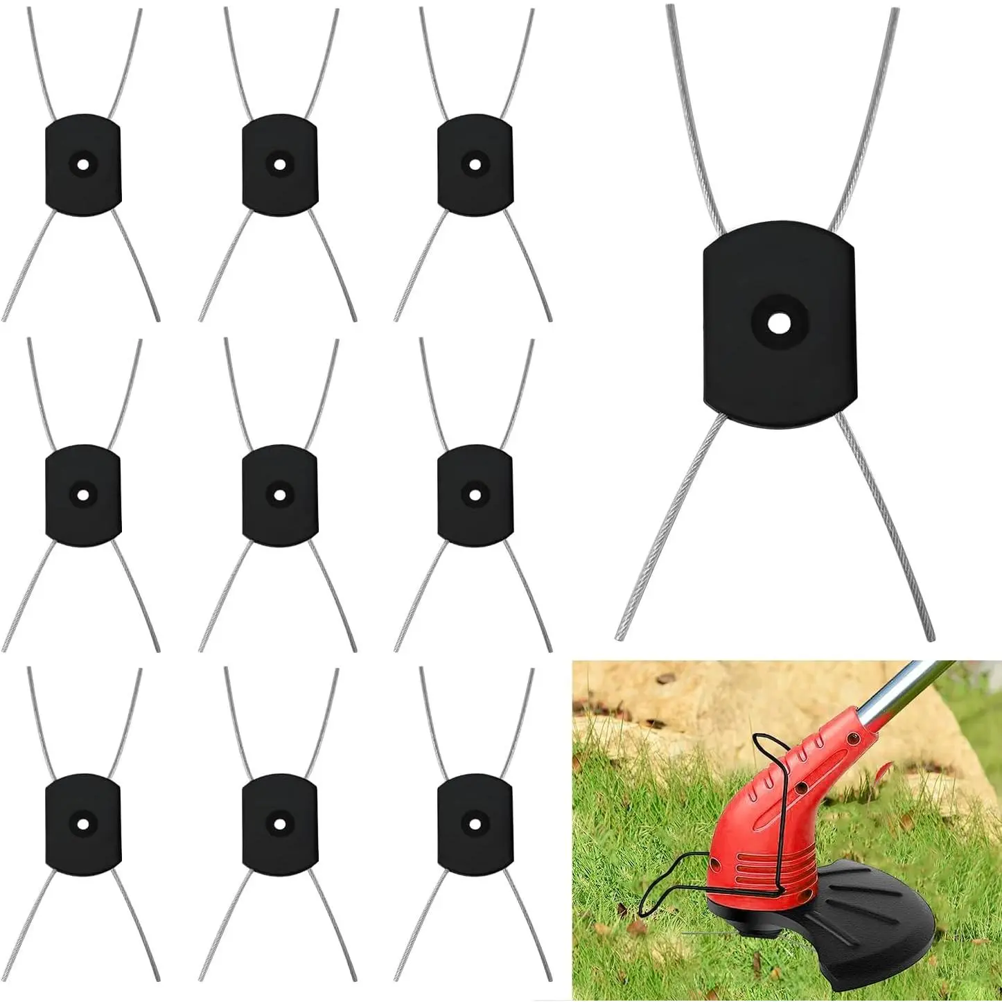 String Trimmer Head Electric Weed Trimmer Blade Wire Line Trimmer Spool Wire Weed Trimmer Head Weed Wacker for Grass Trimmers (10Pcs, Bore 0.2inch/5.5mm)