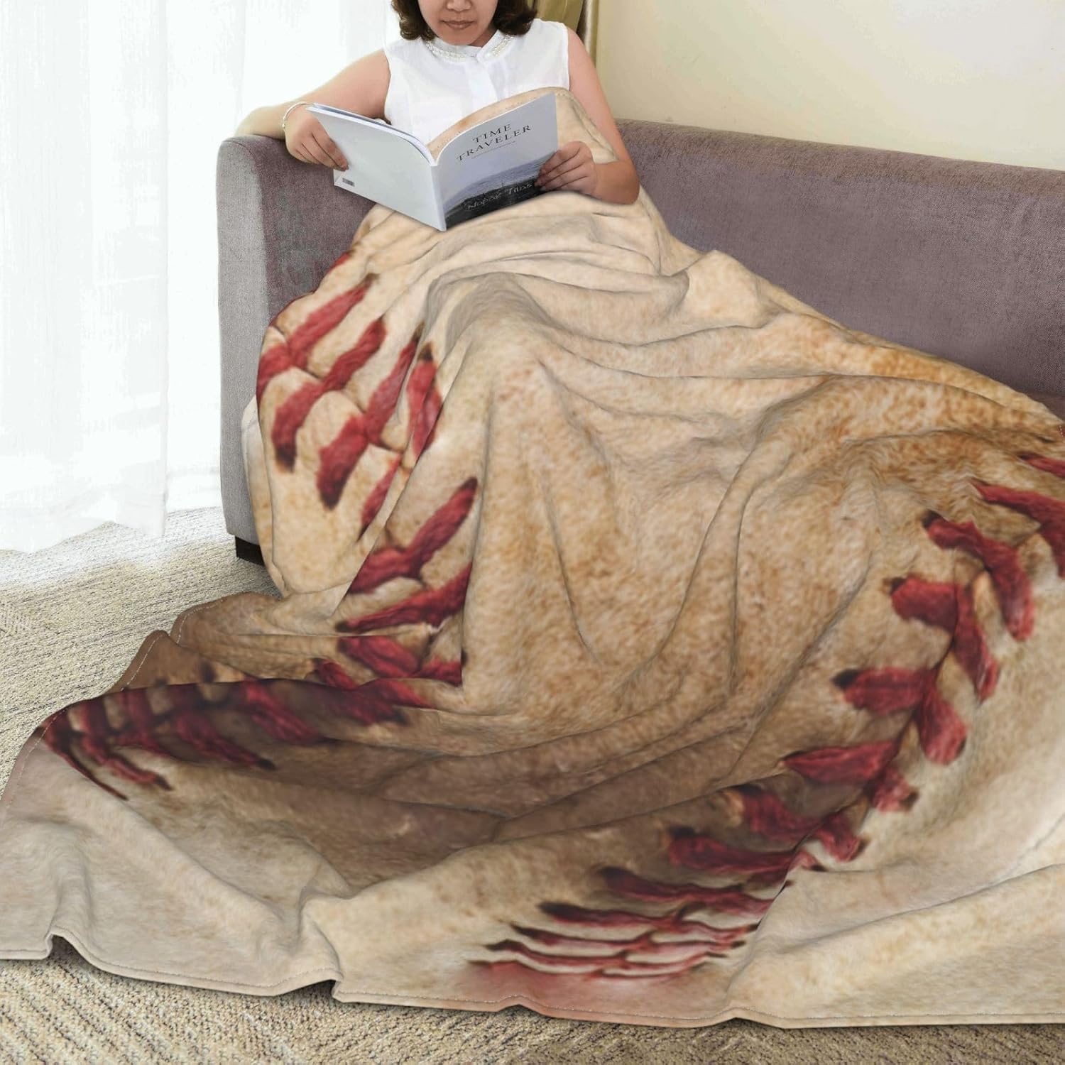 BLUBLU Baseball Flannel Blanket, lightweight and comfortable, suitable for bedroom, living room, sofa, size 50 inches x 40 inches: Home and Kitchen