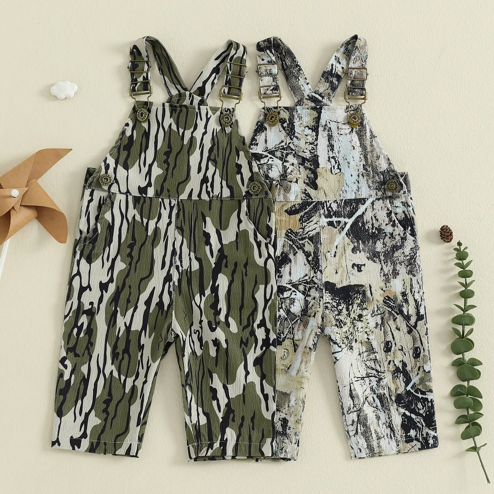 FOCUSNORM Newborn Toddler Baby Boy Girl Duck Deer Hunting Corduroy Suspender Pants Bib Overalls Little Hunter Fall Winter Outfits