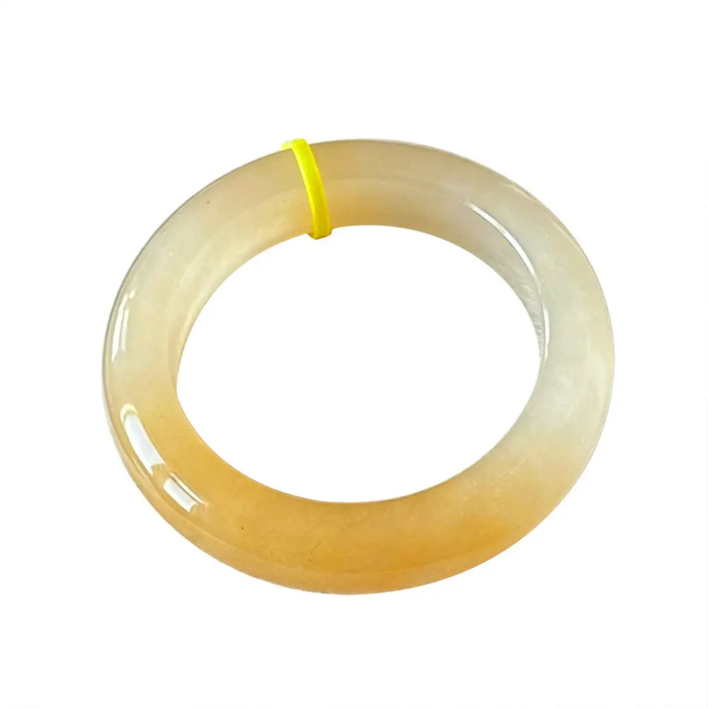 Genuine Yellow Dragon Jade Bracelet with Uniform Sugar Hues for Women, Standard Size Jade Bangle, Ideal Gift