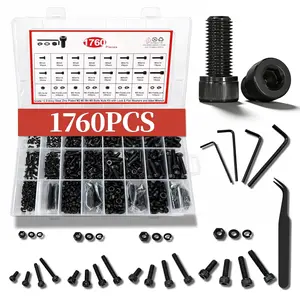 Metric Screw  Kit, M2 M3 M4 M5 Bolt  with  and Nuts, Hex Socket Cap  M Screws for  Printer Black Zinc Plated Grade 12.9 Alloy Steel