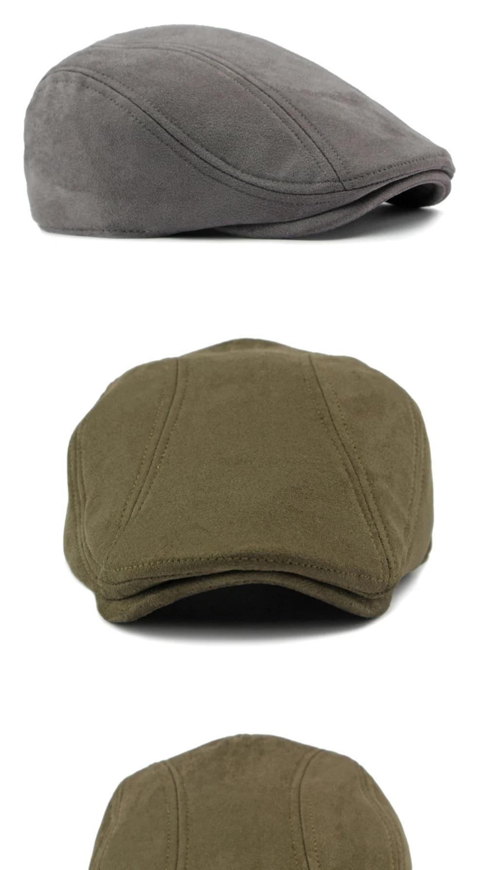 HT4344 Beret Cap Spring Autumn Solid Suede Beret Hats for Men Women Vintage Artist Painter Flat Cap Male Female Berets for Men