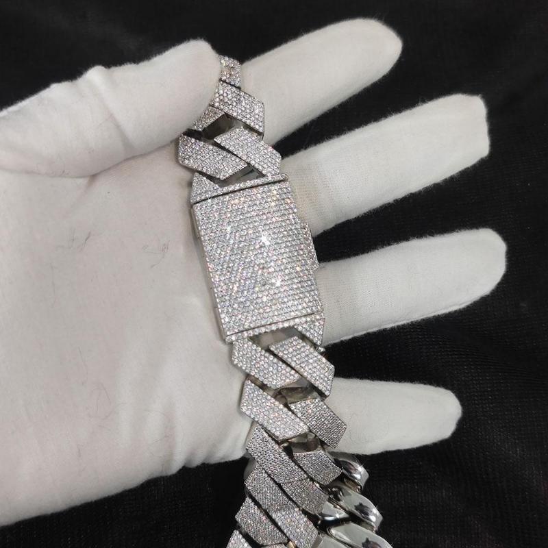 Pass Diamond Test GRA Moissanite 25mm Wide 6Rows Solid Silver Cuban link chain for Rapper Hip Hop VVS Iced Out Necklace. Pass Diamond Test GRA Moissanite 25mm Wide 6Rows Solid Silver Cuban link chain for Rapper Hip Hop VVS Iced Out Necklace.