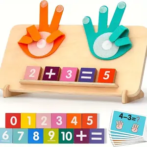 1 counting board, 13 digit blocks, 10 cards, 2 bases, 1 bracket to cultivate cognitive abilities, mathematical operations, addition, subtraction, and matching, Halloween, Christmas, and New Year giftsChristmas stocking stuffers,Christmas stocking