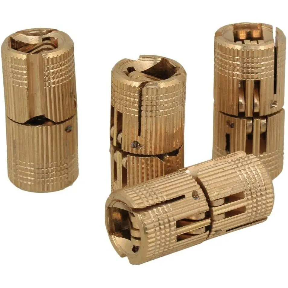 4PCS Brass Barrel Hinges 10mm Cylindrical Hidden Cabinet Concealed Invisible Furniture Hinges Mount 180 Degree Opening Angle