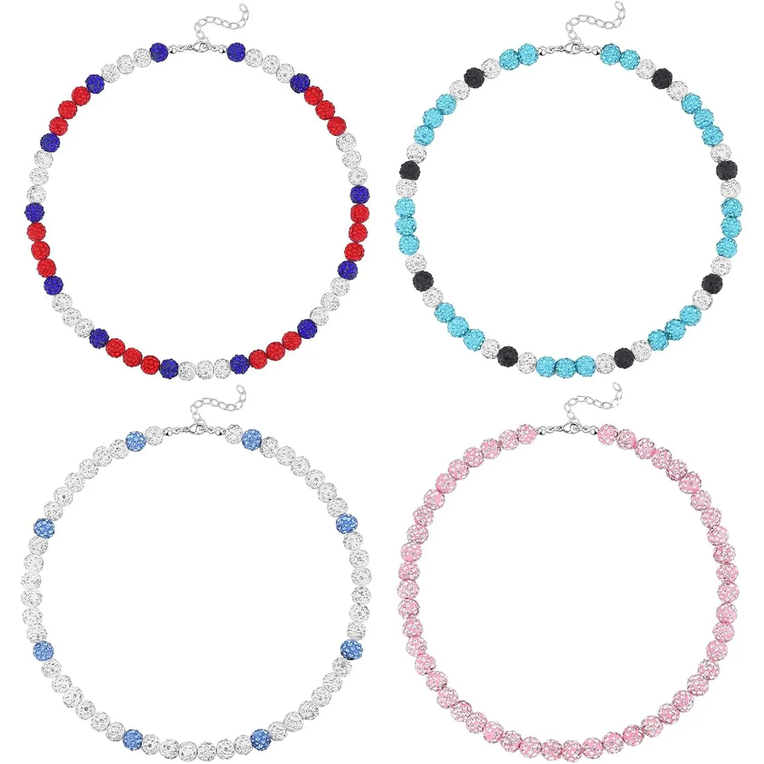 Baseball Ice Necklace – Bling Rhinestone Beaded Baseball Necklace for Men Boys, Sparkly Elastic Sports Jewelry, Athlete Inspired Game Day Accessory Gift for Baseball Players Fans