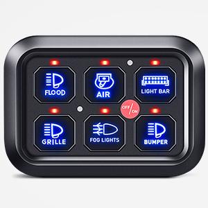 Nilight 6Gang Multifunction Blue Rocker Switch Panel System