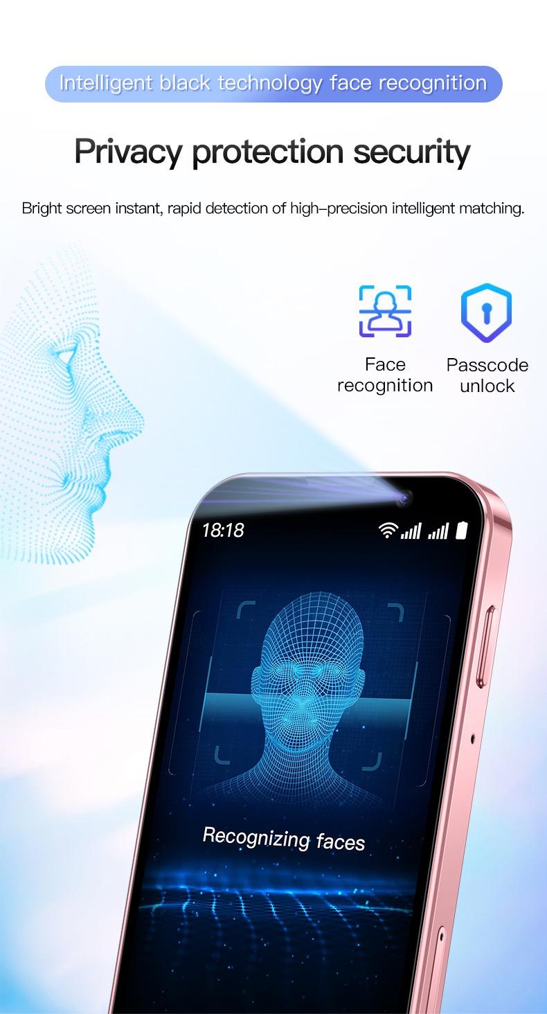 3-inch mini pocket smartphone with HD touch screen, 2+16GB RAM, dual SIM dual standby, 2MP+5MP dual camera, 3G unlocked Android 9 smartphone, supports WiFi, Bluetooth, GPS, and calls.Suitable for children's portable phone