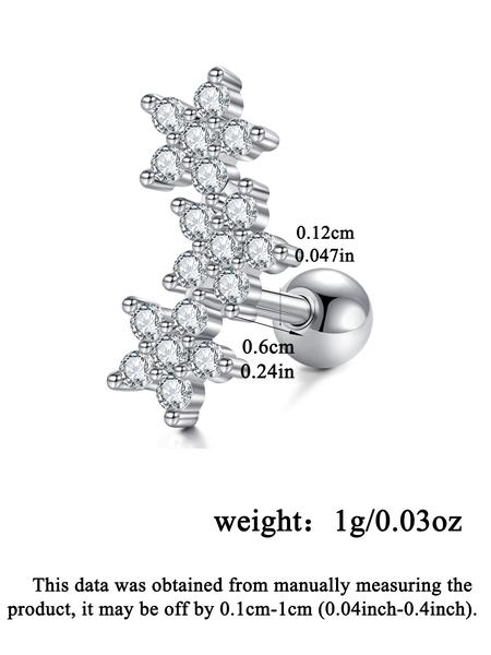 Women's 16 Gauge Cartilage Earrings Stud 3 Flower Cubic Zirconia Design, Hypoallergenic Stainless Steel Dainty Sparkly Daith Conch Tragus Helix Piercing Jewelry for Daily Wear & Party Ear Studs