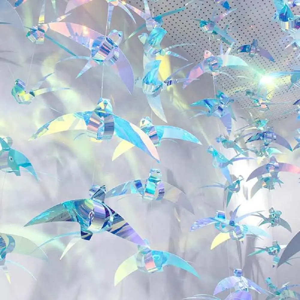 10 count Big Size  Hummingbird Ornament Christmas Iridescent Party Decoration Flying Birds Garland for Birthday Wedding Ceiling Decorative  Booth Window Christmas Tree Decorations