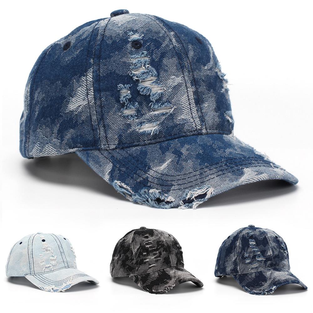 2026 New Arrival: American-Style Distressed Denim Baseball Cap — Unisex Street Fashion, Unique & Versatile, Wide-Fit Brimmed Hat