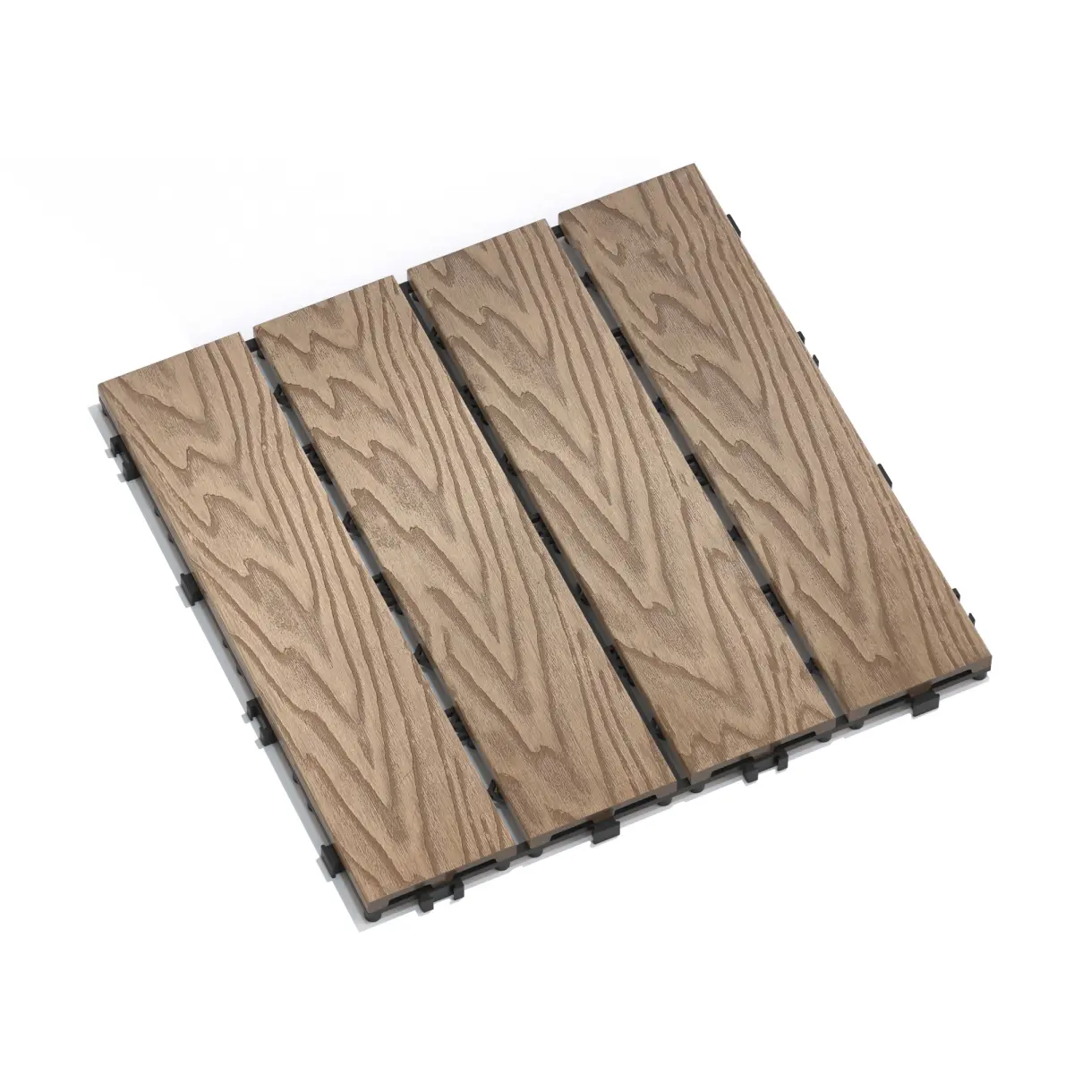 Patio Floor Tiles Pack of 11  WPC Wood-Plastic Composite Patio Deck Tiles DIY Interlocking Decking Tiles, Quick Deck Floor Tile, Court Tile, Water Resistant Indoor Outdoor -11.8" 3D TEAK   WL # french laid tiles
