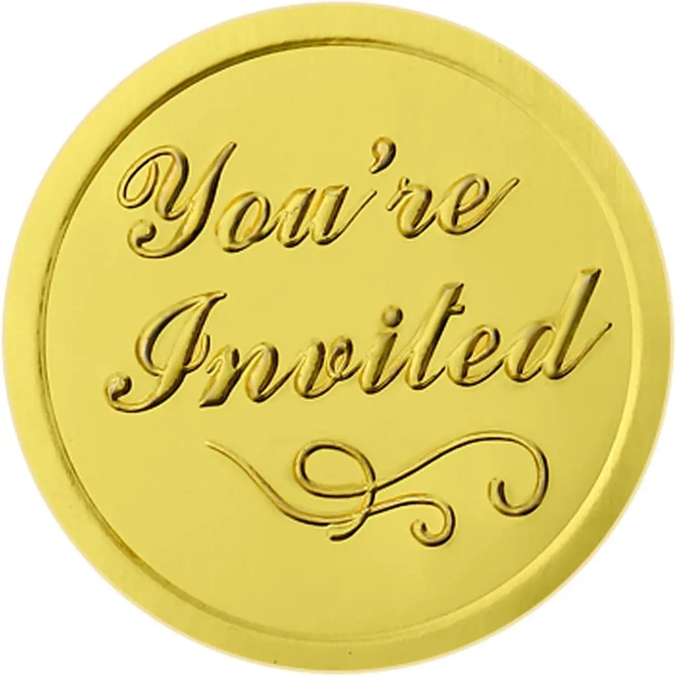 100 Pieces Gold You're Invited Embossed Foil Seals Sticker Embossed Aluminum Foil Envelopes Sticker for Wedding Envelopes Present Decoration