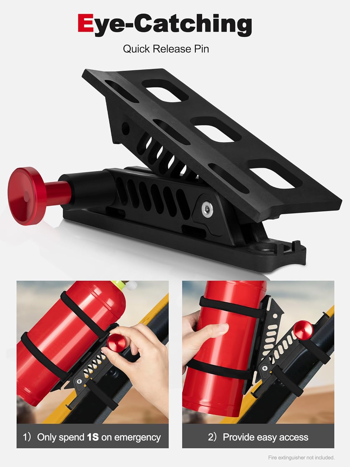 Adjustable Fire Extinguisher Mount, Easy Install on Roll Bar/ Cage Fire Extinguisher Holder, Quick Release Mounting Bracket for   JT TJ JKU JK JL UTV Cam-Am X3 Polaris RZR Ranger