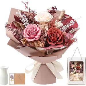 Preserved  Bouquet, Real Eternal , Gifts for Women, Birthday Gifts for Mom  Her Girlfriend Sister, Valentine (Caramel)