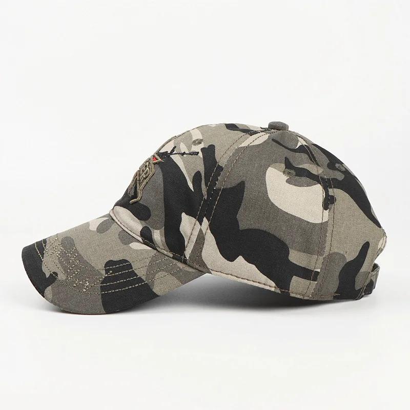 Euro-American Retro Embroidered Letter Five-Star Soft-Top Camouflage Breathable Adjustable Military Visor Classic Baseball Cap