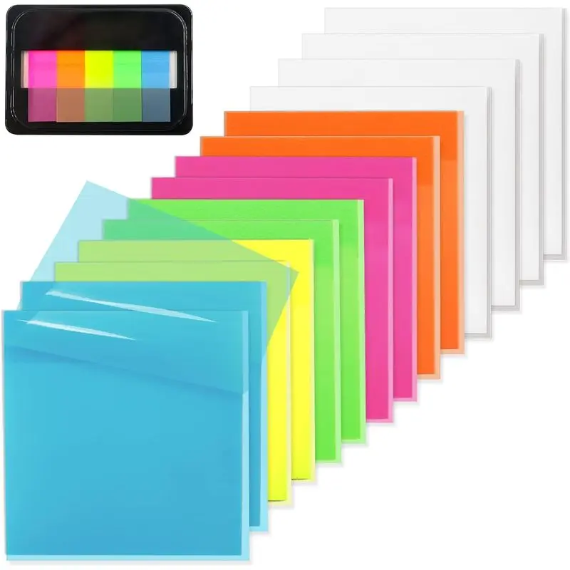 800 Sheets 3"*3" Transparent Sticky Notes, Clear Self‑Adhesive See‑Through Memo Pads, Translucent Note Tabs for School, Office, Bible Journaling & Annotation Supplies