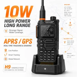 TIDRADIO TD-H9 10W GPS APRS Handheld Radio with Offline Team Location GMRS HAM Spectrum Analyzer SMS Message NOAA AM FM Wireless App Programming USB-C Battery