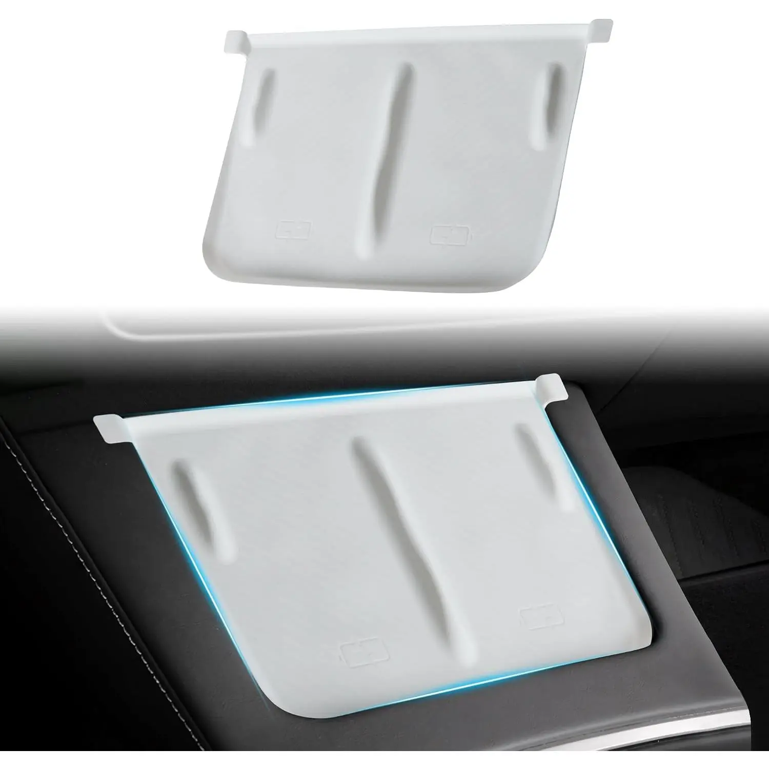 Center Center Wireless Charger Silicone Cover Designed for Tesla Model 3 2021-2023/Model Y 2021-2024,Anti-Slip Silicone Mat for Model 3/Y Center Console White