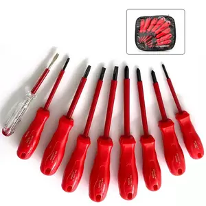 9-Piece Electrician Insulated Screwdriver Set, Multi Screwdriver, Vde 1000v Electrostatic Protection, Professional Live Work Safety Tools